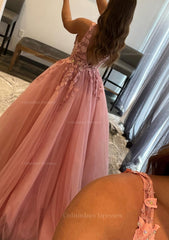 Homecoming Dress Websites, A-line Princess Sweetheart Sleeveless Long/Floor-Length Tulle Sparkling Prom Dress