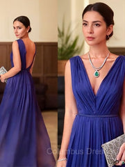 Formal Dress Wear For Ladies, A-Line/Princess V-neck Floor-Length 30D Chiffon Mother of the Bride Dresses With Ruffles