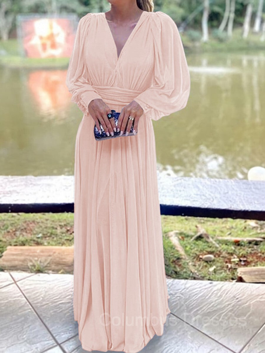 Bridesmaid Dress Different Styles, A-Line/Princess V-neck Floor-Length Chiffon Mother of the Bride Dresses With Ruffles