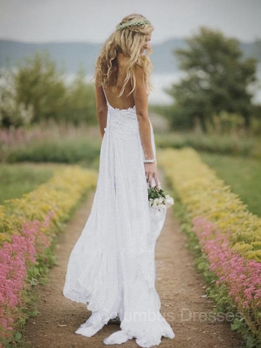 Wedding Dresses Shoes, A-Line/Princess V-neck Floor-Length Chiffon Wedding Dresses With Leg Slit