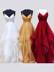 Bridesmaid Dress Lavender, A-Line/Princess V-neck Floor-Length Prom Dresses