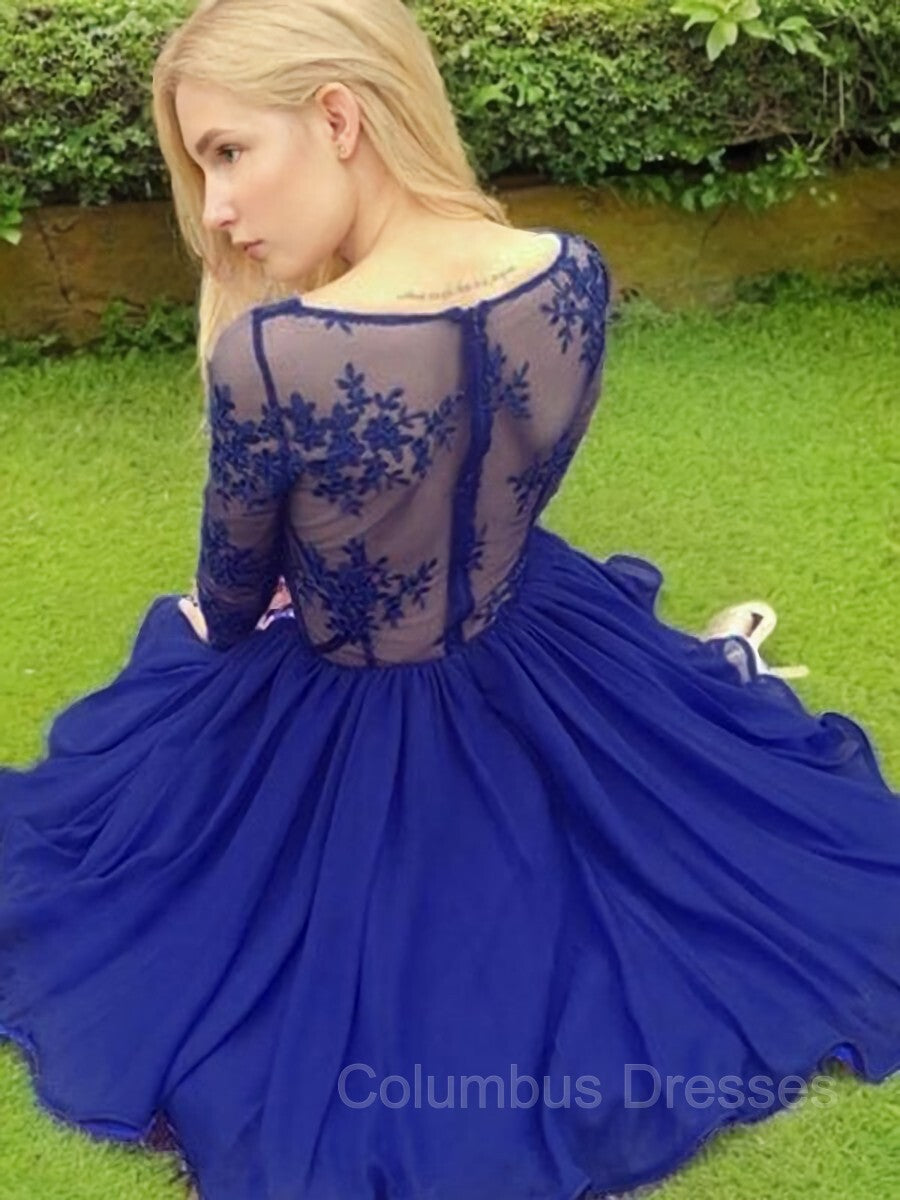 Sequin Dress, A-Line/Princess V-neck Short/Mini Chiffon Homecoming Dresses