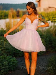 Formal Dress Outfit Ideas, A-Line/Princess V-neck Short/Mini Lace Homecoming Dresses