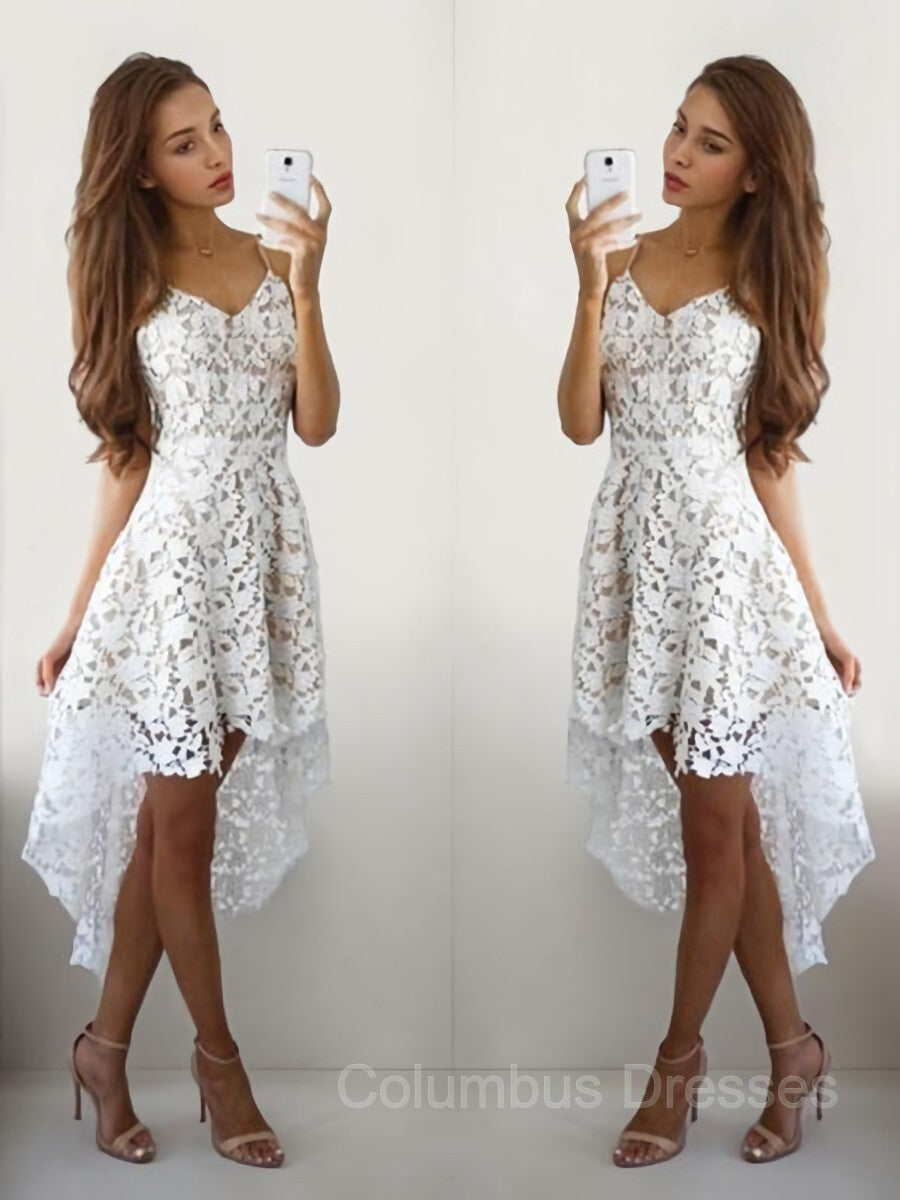 Prom Dress Glitter, A-Line/Princess V-neck Short/Mini Lace Homecoming Dresses