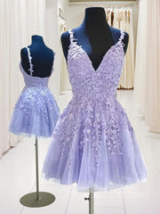 Formal Dresses Ball Gown, A-Line/Princess V-neck Short/Mini Tulle Homecoming Dresses
