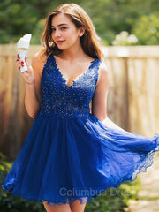 Classy Outfit Women, A-Line/Princess V-neck Short/Mini Tulle Homecoming Dresses