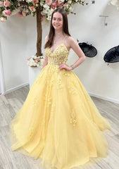 Homecoming Dress Tights, A-line Princess V Neck Sleeveless Sweep Train Tulle Prom Dress With Appliqued Beading Lace