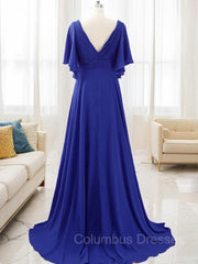 Prom Dress Ideas 2042, A-Line/Princess V-neck Sweep Train Chiffon Mother of the Bride Dresses With Beading