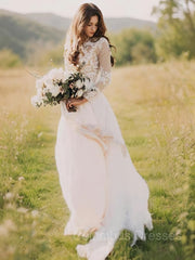 Wedding Dresses Fashion, A-Line/Princess V-neck Sweep Train Chiffon Wedding Dresses