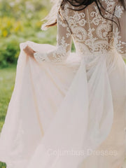 Wedding Dresses And Shoes, A-Line/Princess V-neck Sweep Train Chiffon Wedding Dresses