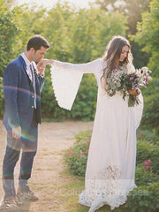 Wedding Dress Fitted, A-Line/Princess V-neck Sweep Train Chiffon Wedding Dresses With Belt/Sash