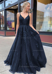Bridesmaid Dresses Fall Colors, A-line/Princess V Neck Sweep Train Lace Prom Dresses
