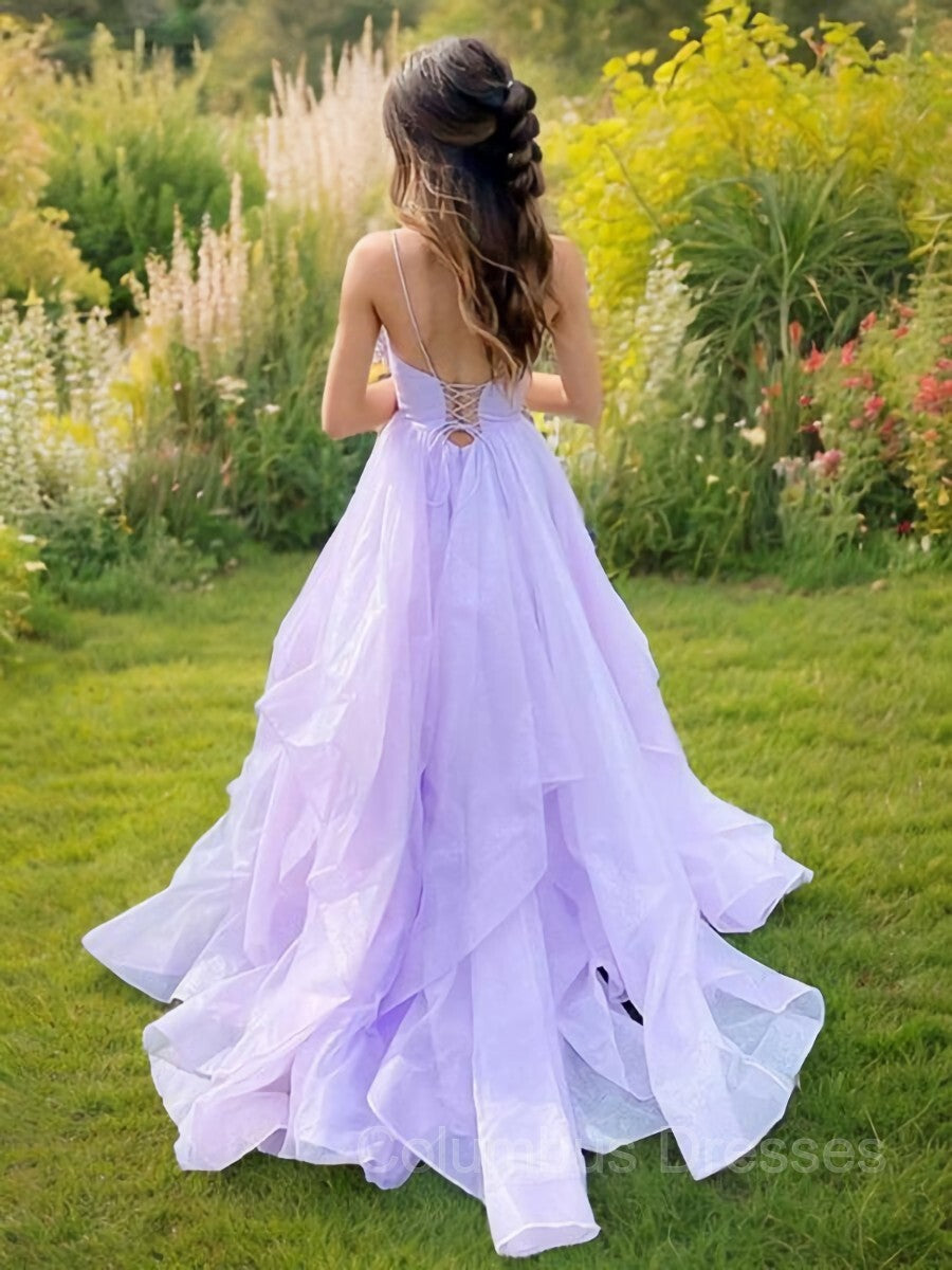 Homemade Ranch Dress, A-Line/Princess V-neck Sweep Train Prom Dresses