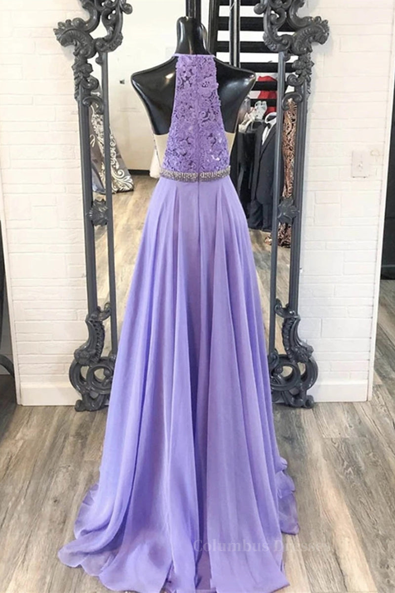 Bridesmaids Dress Inspiration, A Line Purple Lace Long Prom Dress with Belt, Purple Lace Formal Dress, Purple Evening Dress, Bridesmaid Dress