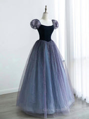 Homecoming Dress Pink, A-Line Purple Tulle Long Prom Dress, Purple Sweet 16 Dress
