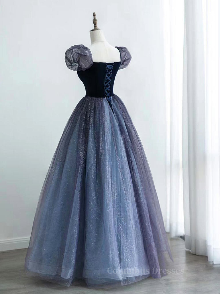 Homecoming Dresses Knee Length, A-Line Purple Tulle Long Prom Dress, Purple Sweet 16 Dress
