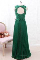 Party Dressed Short, A Line Round Neck Green Lace Long Prom Dress Bridesmaid Dress, Open Back Lace Green Formal Dress, Green Lace Evening Dress