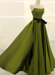Bridesmaid Dresses Wedding, A-line Satin Green Long Party Dress Formal Dress, Green Long Evening Dress Prom Dress