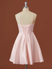 Formal Dress For Sale, A-line Satin V-neck Pleated Short/Mini Bridesmaid Dress