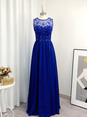 Black Dress, A-line Scoop Appliques Lace Floor-Length Chiffon Dress