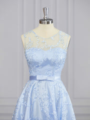 Homecoming Dress Boutiques, A-line Scoop Ruffles Asymmetrical Lace Dress