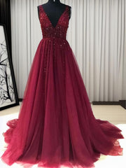 Prom Dress Long With Sleeves, A-line Scoop Short Sleeves Appliques Lace Sweep Train Tulle Dress