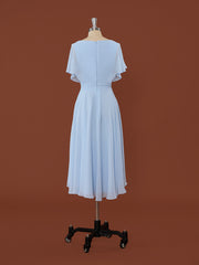 Bridesmaids Dress Burgundy, A-line Short Sleeves Chiffon V-neck Pleated Asymmetrical Dress