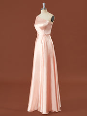 Dress Ideas, A-line Silk Like Satin One-Shoulder Pleated Floor-Length Bridesmaid Dress