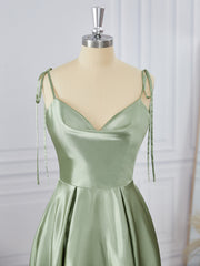 Evening Dresses Knee Length, A-line Silk Like Satin Spaghetti Straps Short/Mini Dress
