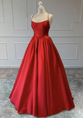 Party Dresses On Sale, A-line Sleeveless Square Neckline Long/Floor-Length Satin Prom Dress
