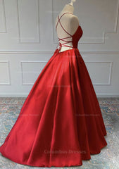 Party Dress On Sale, A-line Sleeveless Square Neckline Long/Floor-Length Satin Prom Dress