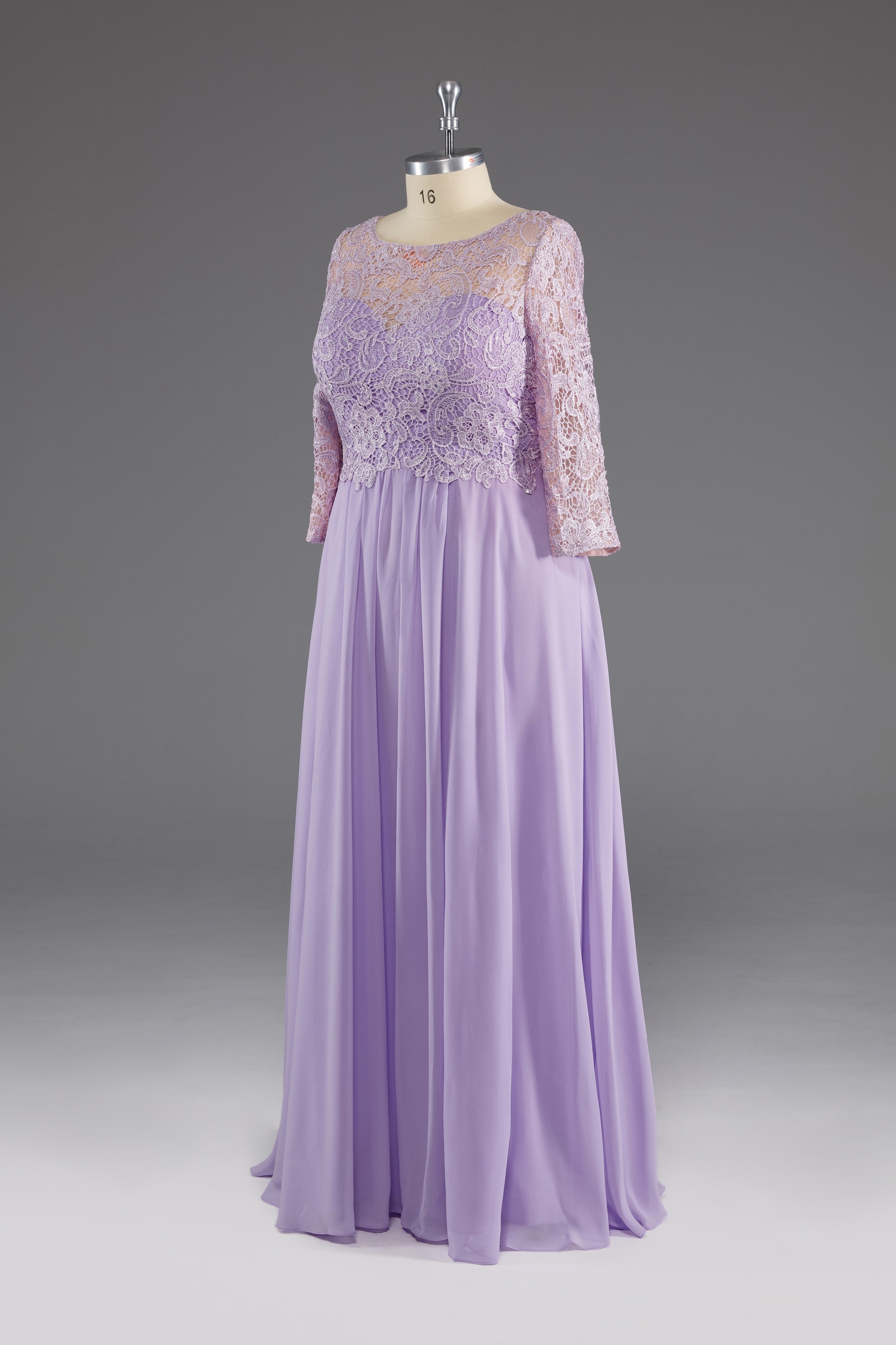 Bridesmaids Dresses Colors, Lilac A-Line 3/4 Sleeves Scoop Lace Prom Dress