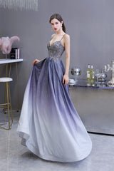 Wedding, A-Line Spaghetti Straps Long Sequins Prom Dresses
