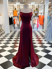 Prom Dresses 2031 Red, A-line Spaghetti Straps Ruffles Sweep Train Velvet Dress
