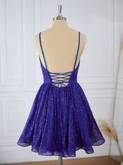 Prom Dresses Boutique, A-line Spaghetti Straps Sequin Short/Mini Dress