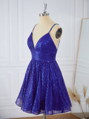 Prom Dress Boutiques, A-line Spaghetti Straps Sequin Short/Mini Dress