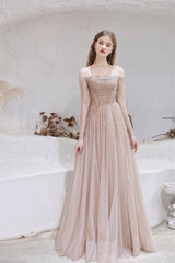 Prom Dress And Boots, A-Line Strapless Off The Shoulder Lace Up Beading Tulle Long Prom Dresses
