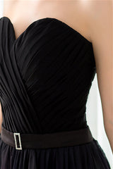 Prom Dress Sites, A Line Strapless Sleeveless Colorful Chiffon Floor Length Prom Dresses With Belt