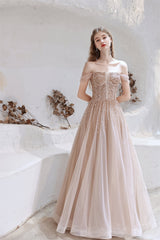 Prom Dress Blue Lace, A-Line Strapless Starlight Princess Prom Dresses