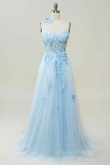 Bridesmaid Dress Color Palettes, A-line Strapless Tulle Applique Long Prom Dress