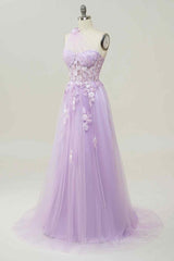 Bridesmaid Dress Color Palette, A-line Strapless Tulle Applique Long Prom Dress