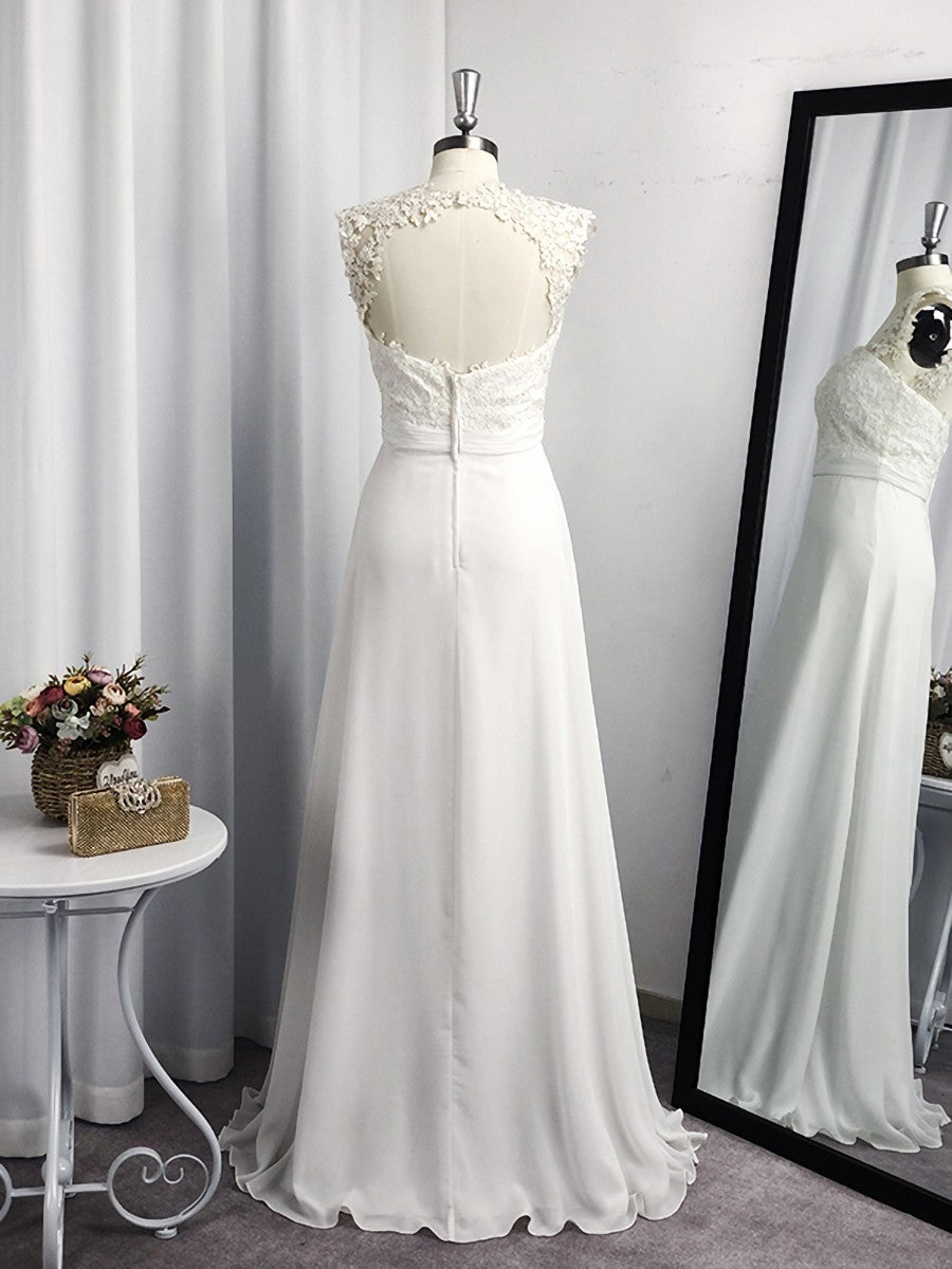 Bridesmaid Dress Color Scheme, A-line Sweetheart Appliques Lace Floor-Length Chiffon Dress