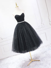 Homecoming Dress Stores, A-Line Sweetheart Neck Black Short Prom Dress, Black Formal Evening Dresses