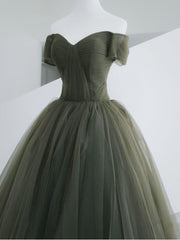 Prom Dresses For Sale, A-Line Sweetheart Neck Green Long Prom Dress, Sweep Train Green  Formal Dress