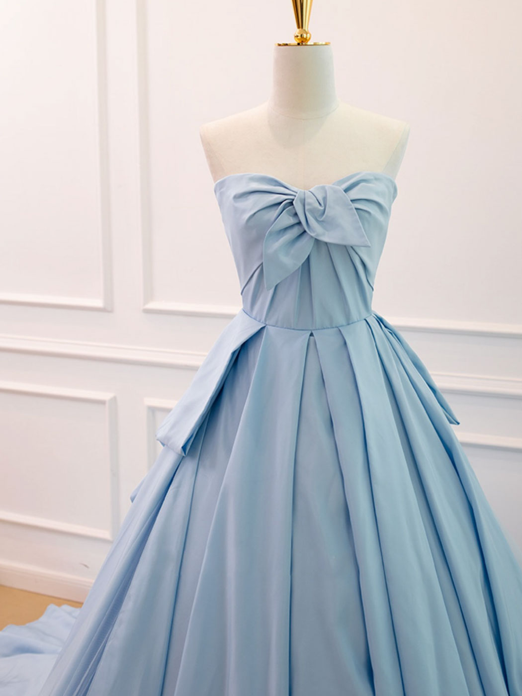 Dress Design, A-Line Sweetheart Neck Satin Tulle Blue Long Prom Dress, Blue Evening Dress