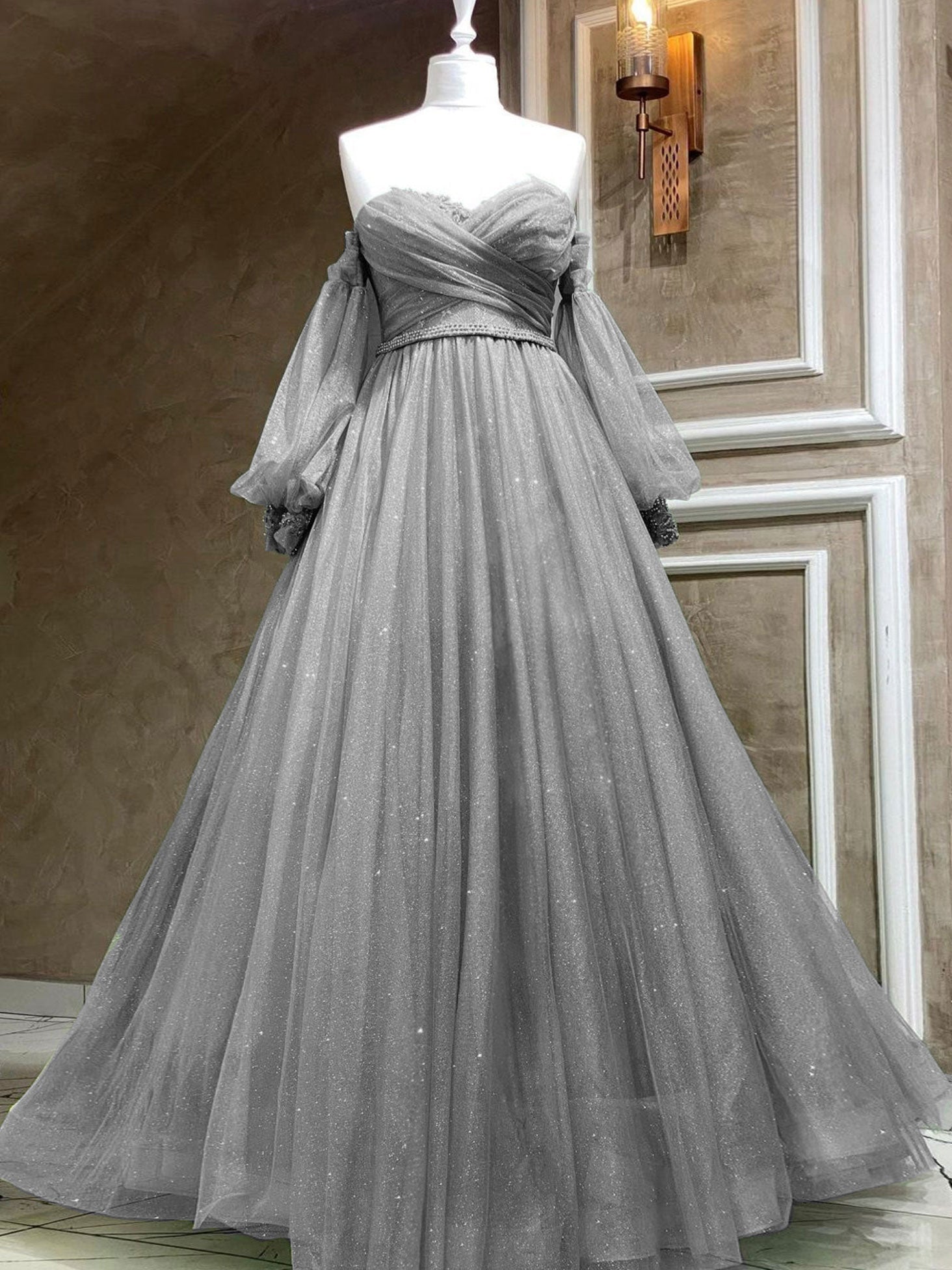 Homecomming Dresses Blue, A-Line Sweetheart Neck Tulle Green Long Prom Dress, Green Formal Evening Dress