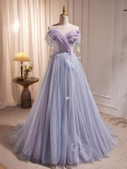 Formal Dresses For 16 Year Olds, A-Line Sweetheart Neck Tulle Purple Long Prom Dress, Purple Formal Dress