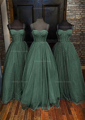 Formal Dress Websites, A-line Sweetheart Spaghetti Straps Long/Floor-Length Glitter Prom Dress With Pockets
