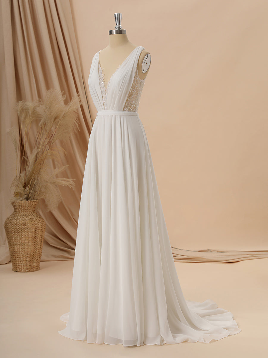Wedding Dress With Shoes, A-line Taffeta V-neck Appliques Lace Sweep Train Wedding Dress