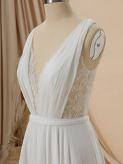 Wedding Dresses With Shoes, A-line Taffeta V-neck Appliques Lace Sweep Train Wedding Dress